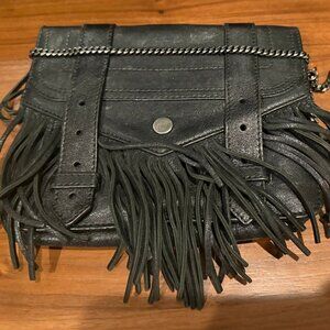 Proenza Schouler fringe black clutch